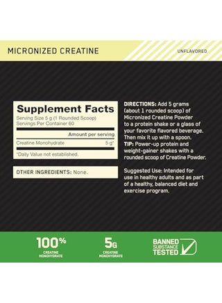 Micronized Creatine Monohydrate Powder for Muscle Building Support - Unflavored, 300 Grams, 60 Servings - view 2