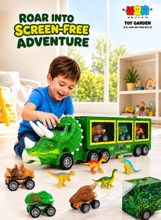 Dinosaur Toy For Boys - Dinosaur Toys Truck With Dinosaur Cars Set with Lights, Music, Sound,Dinosaur Car Launcher Track for Boys Age 3 4 5 6 7 8 Year Old/Dinosaur Kids Toys Gift - view 1
